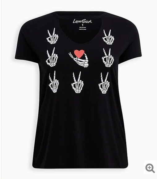LOVESICK BLACK PEACE SKELETON CHOKER TEE - Picture 4 of 4